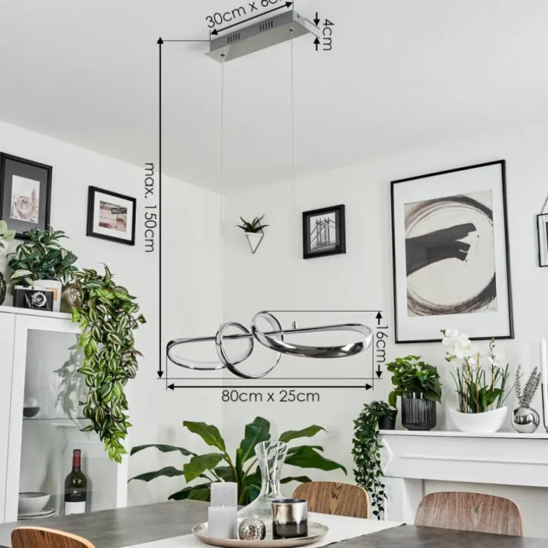 Suspension Dauntey LED Nickel mat, 1 lumière