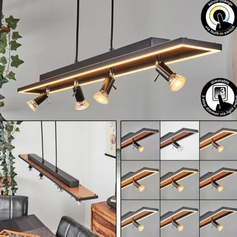 Suspension Deadwood LED Brun, Couleur bois, 5 lumières