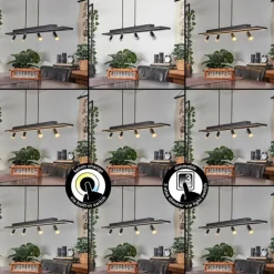 Suspension Deadwood LED Brun, Couleur bois, 5 lumières