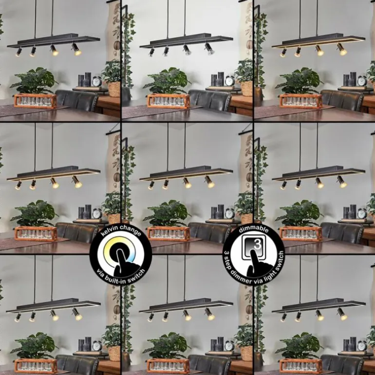 Suspension Deadwood LED Brun, Couleur bois, 5 lumières