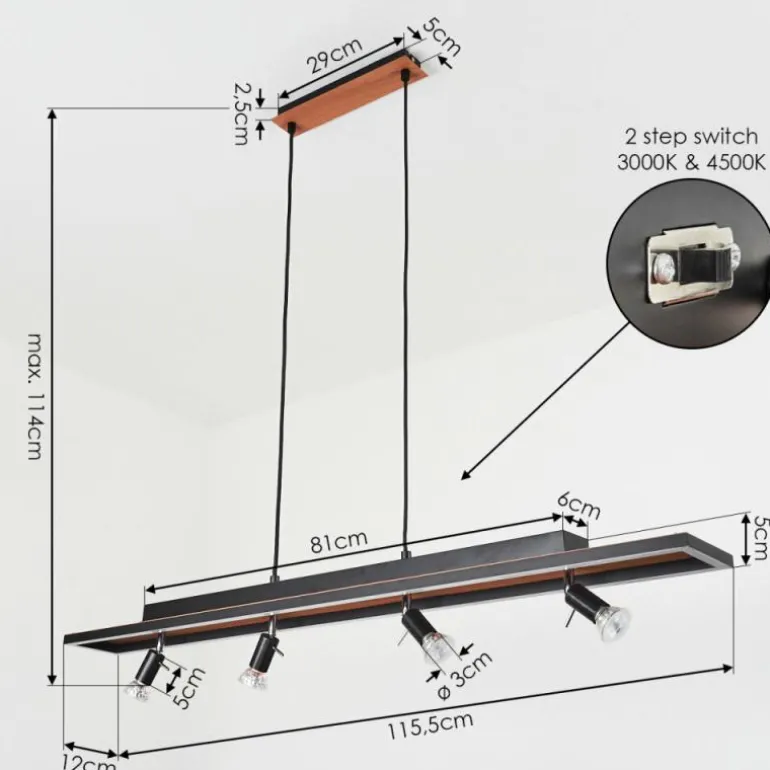 Suspension Deadwood LED Brun, Couleur bois, 5 lumières