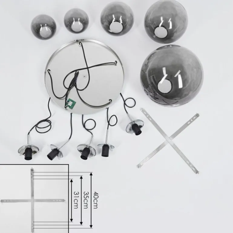 Suspension Degevos Chrome, 5 lumières