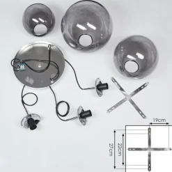 Suspension Degevos Gris, 3 lumières