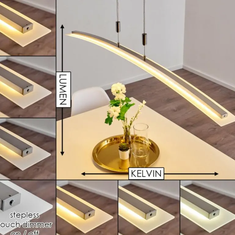 Suspension Delaware LED Argenté, 1 lumière