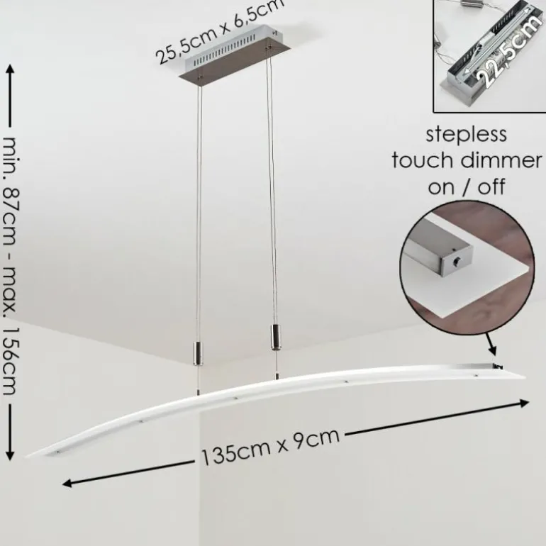 Suspension Delaware LED Argenté, 1 lumière