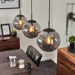 Suspension Doussal Noir, 3 lumières