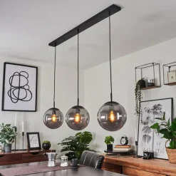 Suspension Doussal Noir, 3 lumières