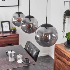 Suspension Doussal Noir, 3 lumières