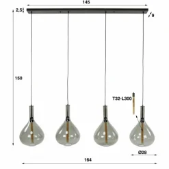 Suspension Drop Anthracite, 4 lumières