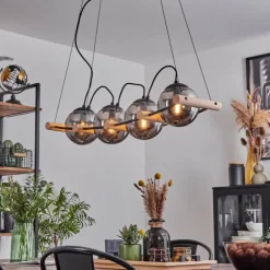 Suspension Duchemin Écru, Noir, 4 lumières