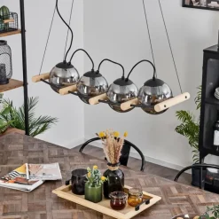 Suspension Duchemin Écru, Noir, 4 lumières