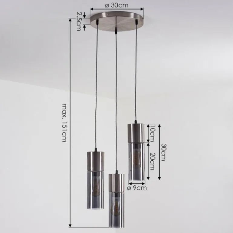 Suspension Dulcita Nickel mat, 3 lumières