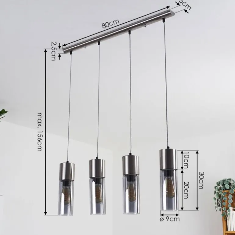 Suspension Dulcita Nickel mat, 4 lumières