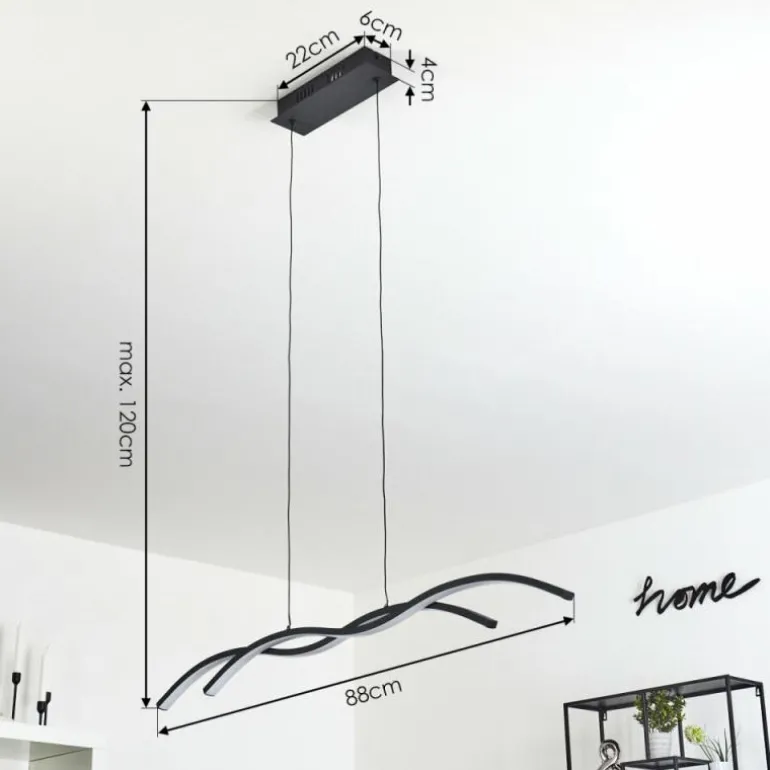 Suspension Eaglesham LED Noir, 1 lumière