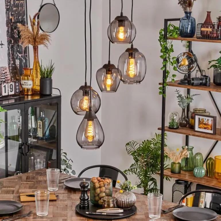 Suspension Echallens Noir, 5 lumières