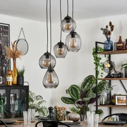 Suspension Echallens Noir, 5 lumières