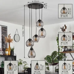 Suspension Echallens Noir, 5 lumières