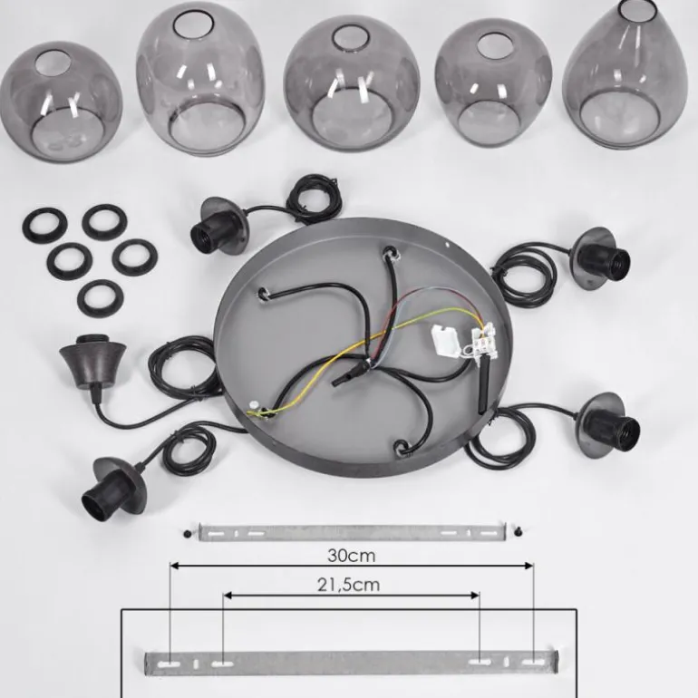 Suspension Echallens Noir, 5 lumières