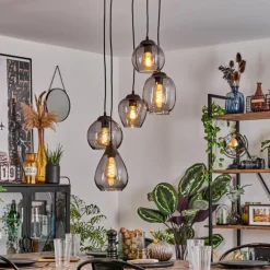 Suspension Echallens Noir, 5 lumières