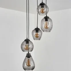 Suspension Echallens Noir, 5 lumières