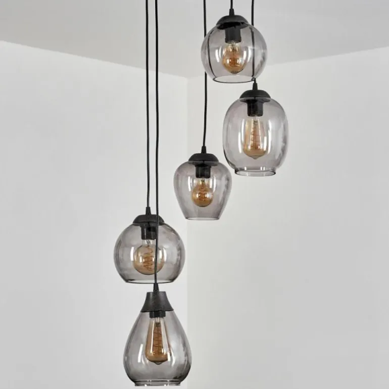 Suspension Echallens Noir, 5 lumières