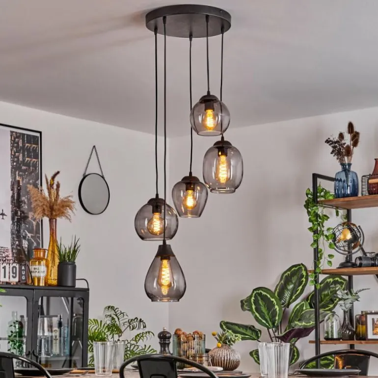 Suspension Echallens Noir, 5 lumières