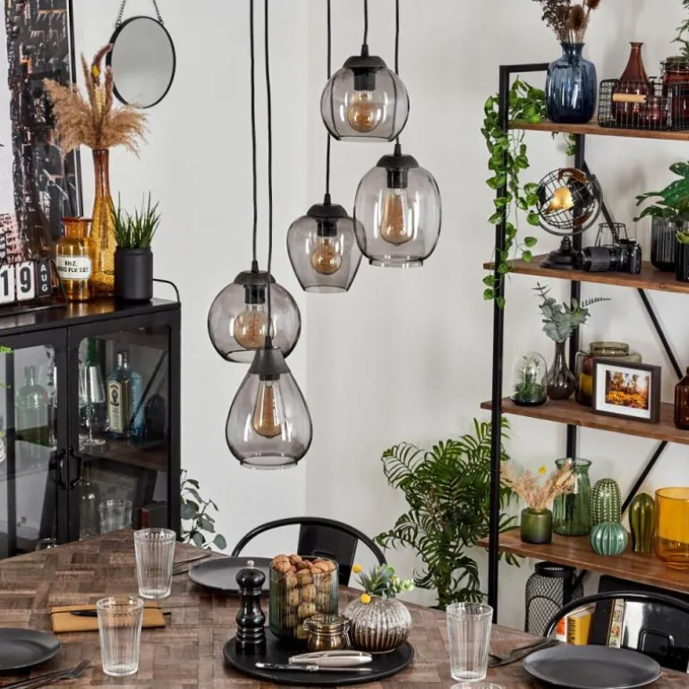 Suspension Echallens Noir, 5 lumières