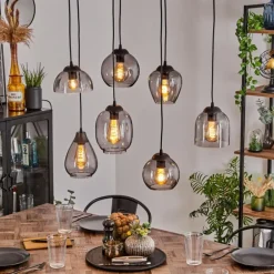 Suspension Echallens Noir, 7 lumières