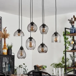 Suspension Echallens Noir, 7 lumières