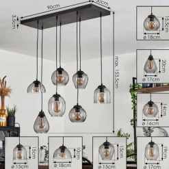 Suspension Echallens Noir, 7 lumières