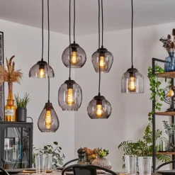 Suspension Echallens Noir, 7 lumières