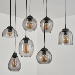 Suspension Echallens Noir, 7 lumières