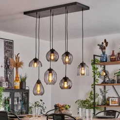 Suspension Echallens Noir, 7 lumières