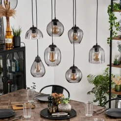 Suspension Echallens Noir, 7 lumières