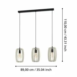 Suspension Eglo BAJAZZARA Noir, 3 lumières