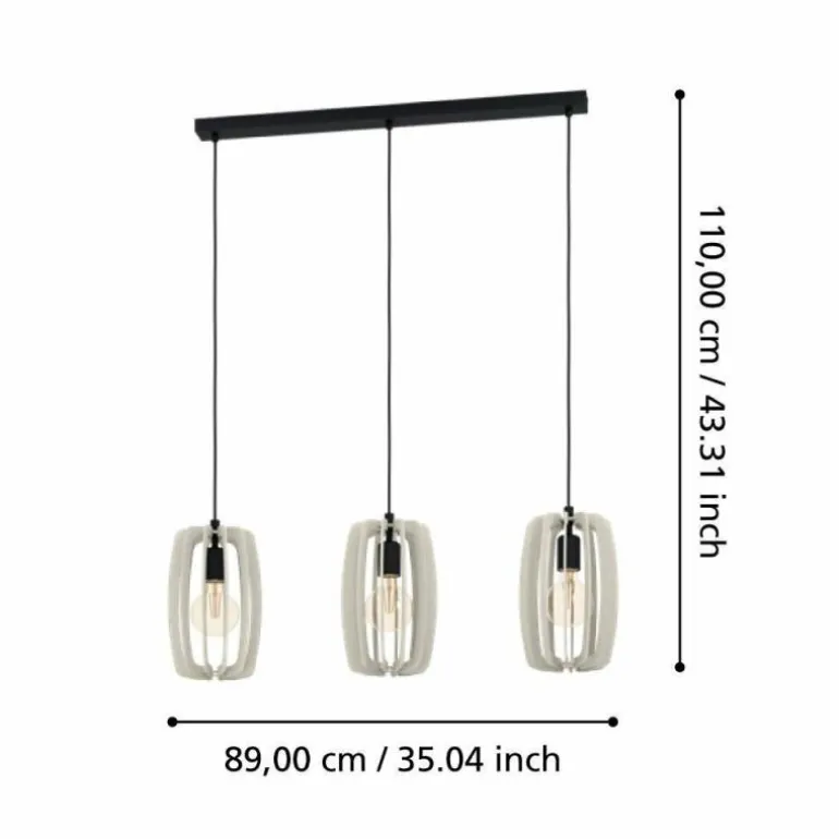 Suspension Eglo BAJAZZARA Noir, 3 lumières