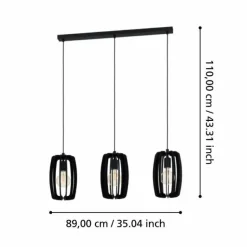 Suspension Eglo BAJAZZARA Noir, 3 lumières