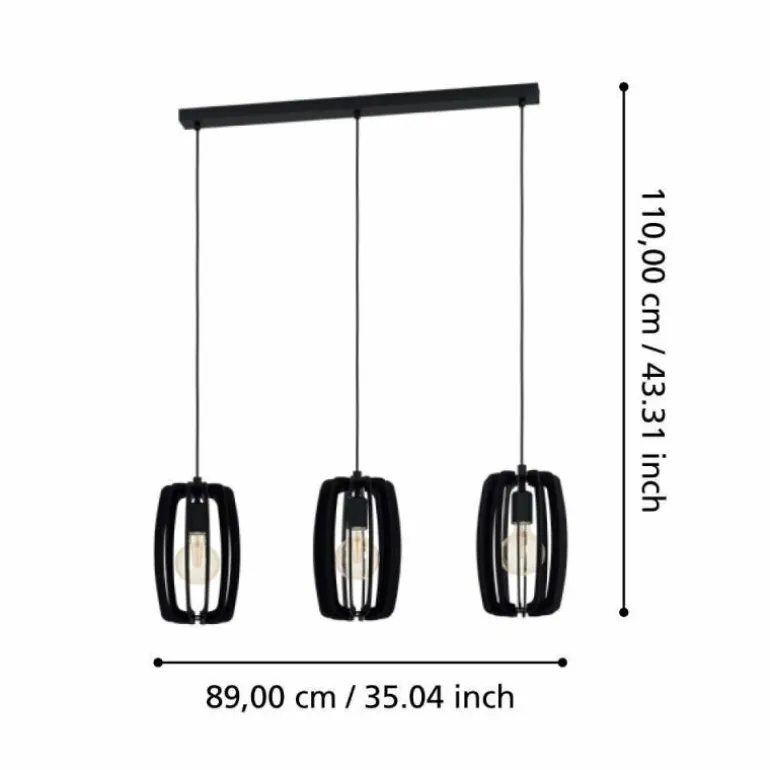 Suspension Eglo BAJAZZARA Noir, 3 lumières