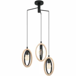 Suspension Eglo BASILDON Brun, Noir, 3 lumières