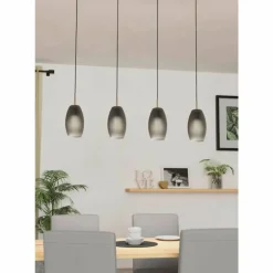 Suspension Eglo BATISTA Laiton, Noir, 4 lumières