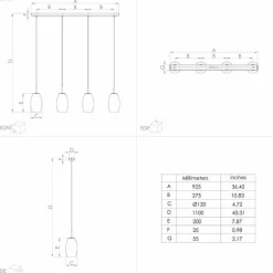 Suspension Eglo BATISTA Laiton, Noir, 4 lumières