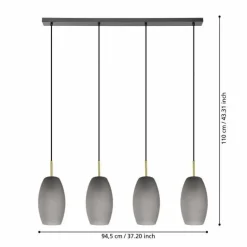 Suspension Eglo BATISTA Laiton, Noir, 4 lumières