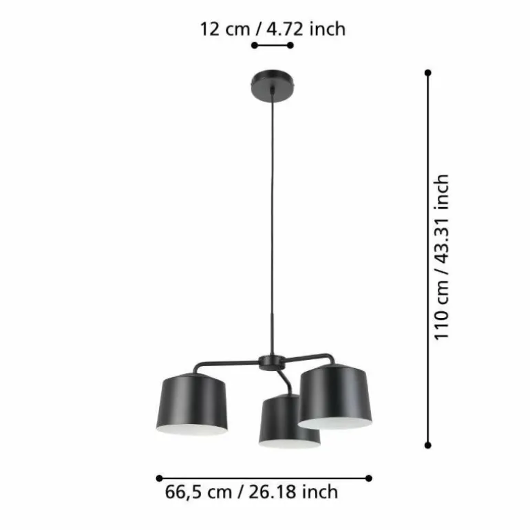 Suspension Eglo CAGUANES Noir, Blanc, 3 lumières