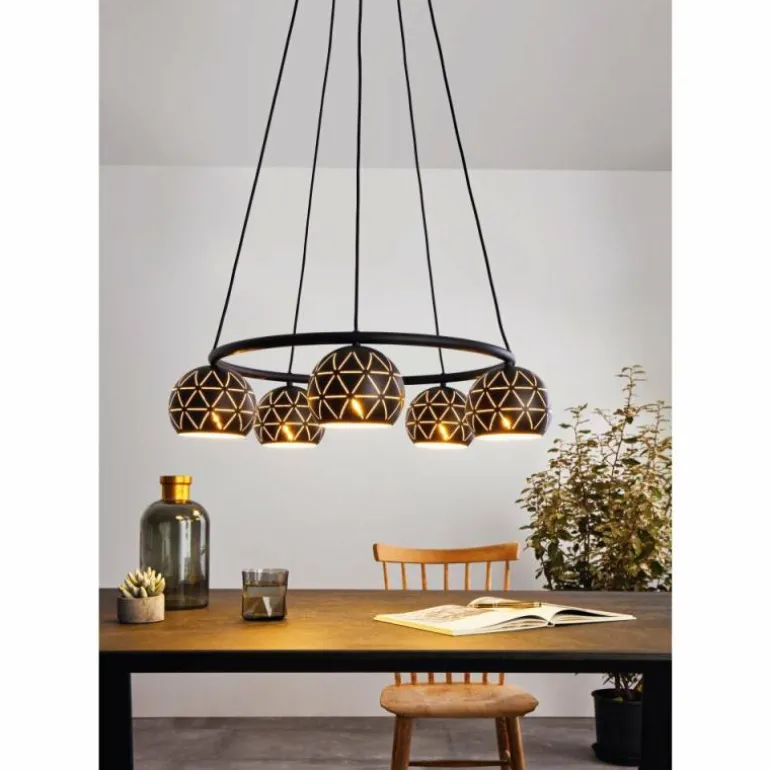 Suspension EGLO CANTALLOPS Noir, 5 lumières