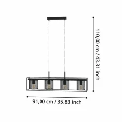 Suspension Eglo CATTERICK Noir, 4 lumières