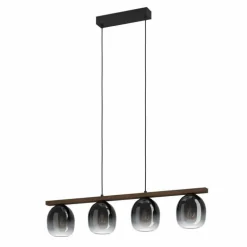 Suspension Eglo FILAGO Bois foncé, Noir, 4 lumières