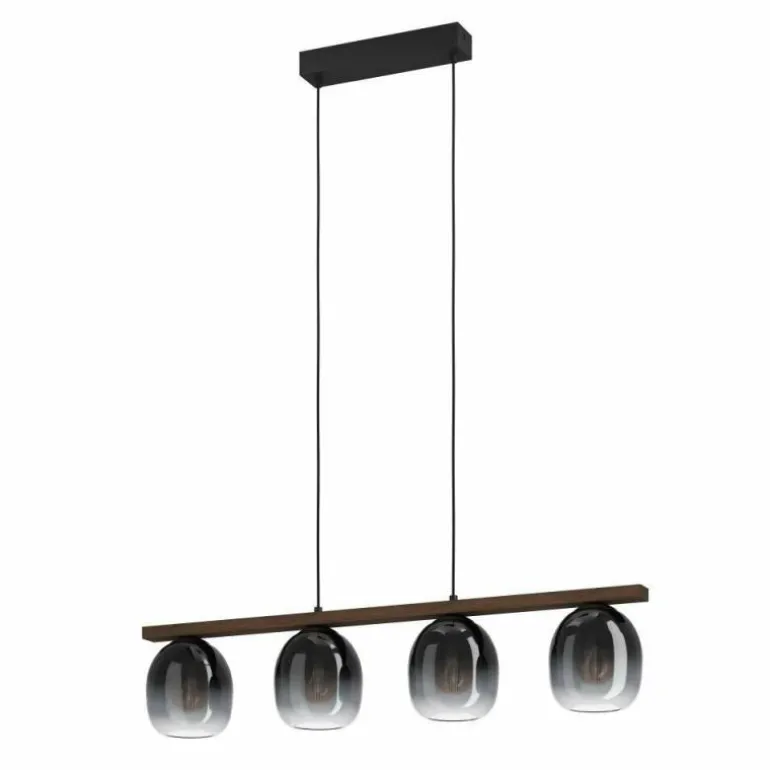 Suspension Eglo FILAGO Bois foncé, Noir, 4 lumières