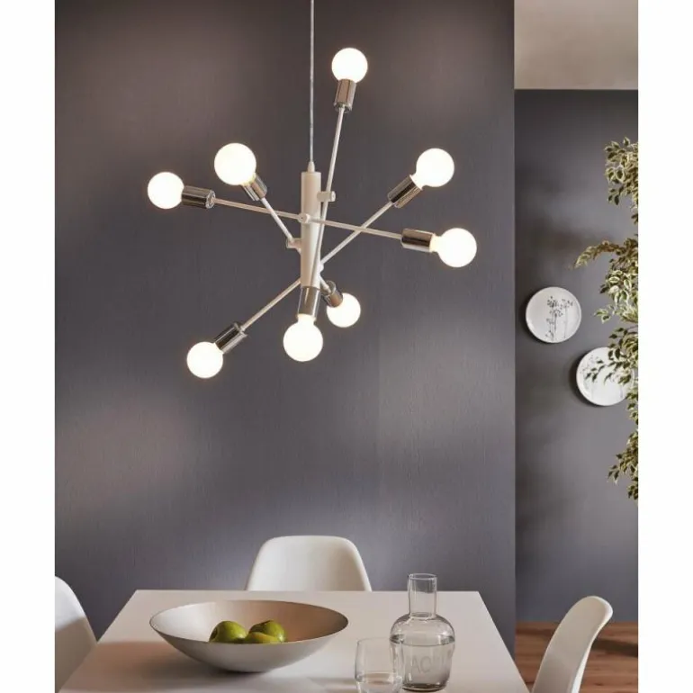 Suspension Eglo GRADOLI Chrome, Blanc, 8 lumières