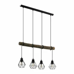 Suspension Eglo HORNINGTOPS Crème, Noir, 4 lumières
