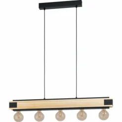 Suspension Eglo LAYHAM Brun, Noir, 5 lumières